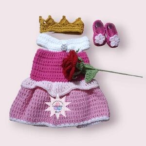 Handmade Pink Crochet Dress Set for Kids